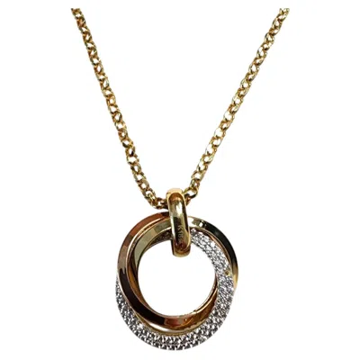 Pre-owned 1stdibs 18k Tri-color Gold Interlocking Circles Cz Pendant Necklace #25456 In Multi