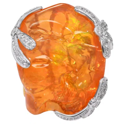 Pre-owned 1stdibs 18k Two Tone Gold 26.76ct Fire Opal And Diamond Ring In Multi