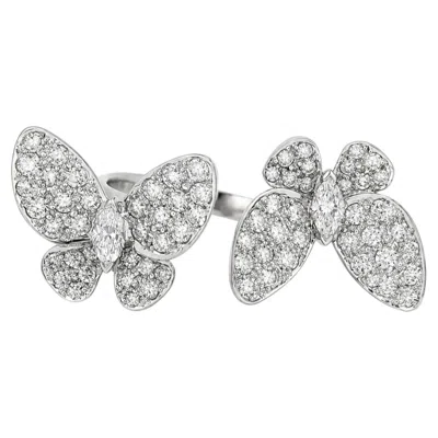 Pre-owned 1stdibs 18k White Gold 1.50ctw Marquise & Round Diamond Dual Butterfly Ring