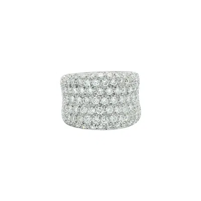 Pre-owned 1stdibs 18k White Gold 2.76ctw G Vs Pave Diamond Wide Concave Cigar Band Ring