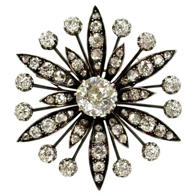 Pre-owned 1stdibs 18k White Gold And Silver Victorian Diamond Brooch