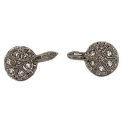 Pre-owned 1stdibs 18k White Gold Flower Diamond Drop Earrings Secure Latch Back