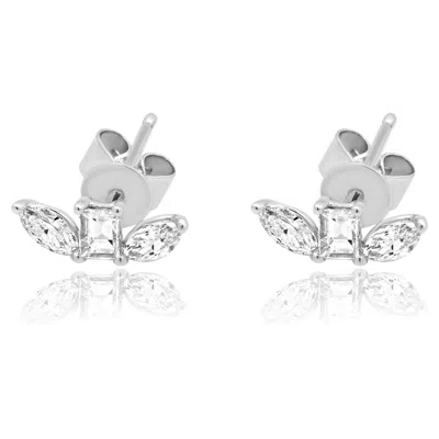 Pre-owned 1stdibs 18k White Gold Marquise And Baguette Cut Diamond Crawler Earrings
