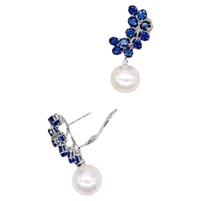 Pre-owned 1stdibs 18k White Gold Sapphire & Diamond Earrings – 9.18 Ct Sapphires Le5028bs-3