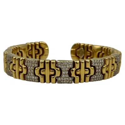Pre-owned 1stdibs 18k Yellow Gold And Diamond Bangle, Circa 1980, Italy