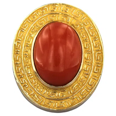 Pre-owned 1stdibs 18k Yellow Gold Coral Cocktail Ring, Mediterranean Origin, Size 6.5