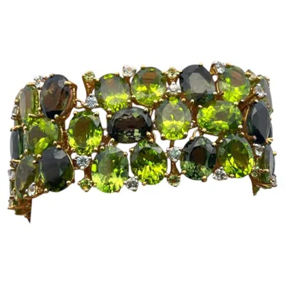 Pre-owned 1stdibs 18k Yellow Gold Link Bracelet 2.28 Carat Semi Precious Stone 142.5 Carat Peridot