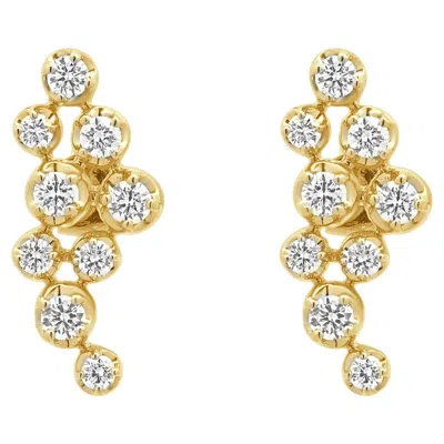 Pre-owned 1stdibs 18k Yellow Gold Prong Set Round Diamond Cascading Earrings