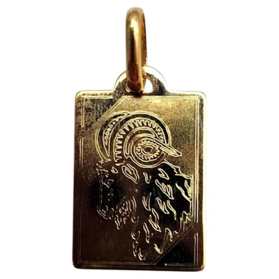 Pre-owned 1stdibs 18k Yellow Gold Ram Tag Pendant #25323