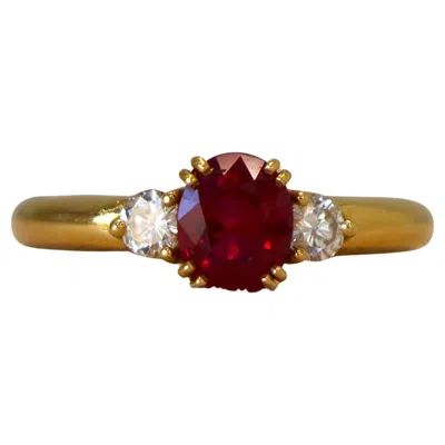 Pre-owned 1stdibs 18k Yellow Gold Ring, Gemstone And Natural Diamonds