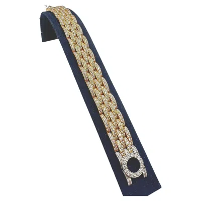 Pre-owned 1stdibs 18k Yellow, Rose And White Gold Wide Bracelet Featuring 13.67ct Diamonds