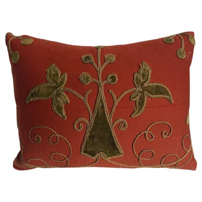 Pre-owned 1stdibs 18th Century Italian Florentine Velvet Appliqué Pillow In Brown