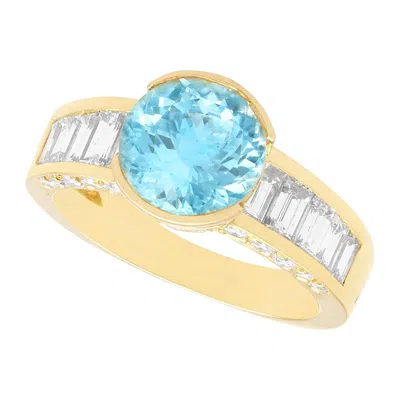 Pre-owned 1stdibs 1.91 Carat Aquamarine And 1.63 Carat Diamond Ring In Yellow Gold