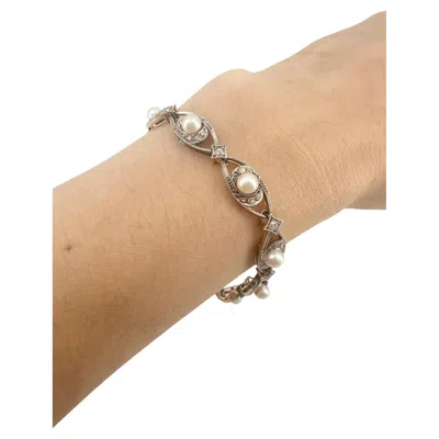 Pre-owned 1stdibs 1910 Antique 18kt Gold And Platinum Bracelet With Diamonds And Pearls In Multi