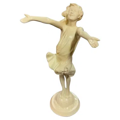 Pre-owned 1stdibs 1916 " The Good Fairy" Spelter Metal Nymph Statue By Jessie Mccutcheon Raleigh In Sand