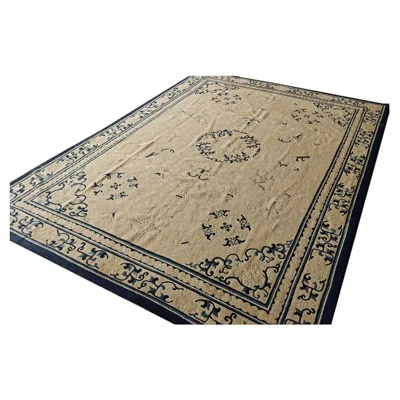 Pre-owned 1stdibs 1920s Beige Ground Medallion Traditional Motif Antique Chinese Peking Wool Rug In Brown