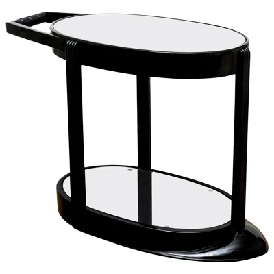 Pre-owned 1stdibs 1930's Art Deco Ebonized Wood, Glass Streamlined Bar Cart, Trolley On Wheels Usa In Black
