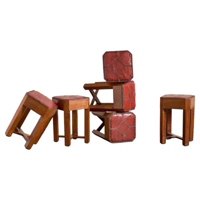 Pre-owned 1stdibs 1930's French Oak And Leather Stool In Brown