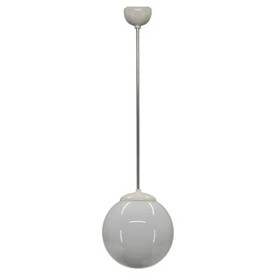 Pre-owned 1stdibs 1940s Opaline Glass Globe Pendant Light Vintage Ceiling Lamp Rewired In Transparent