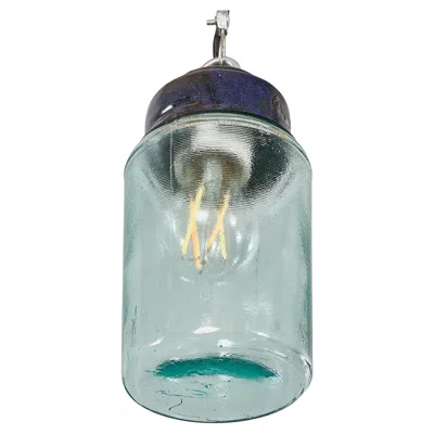 Pre-owned 1stdibs 1950's New Old Stock Aqua Barrel Pendant Lamps In Transparent
