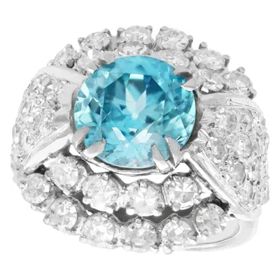 Pre-owned 1stdibs 1950s 5.70 Carat High Zircon And 3.15 Carat Diamond White Gold Cocktail Ring