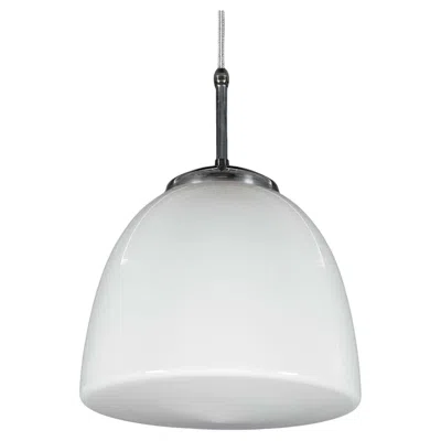 Pre-owned 1stdibs 1950s Large Opaline Glass & Chrome Pendant Lights — Czechoslovakia In Transparent