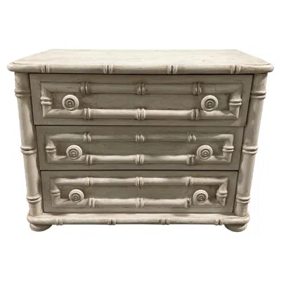 Pre-owned 1stdibs 1950s Miniature Faux Bamboo Chest With Three Drawers, Usa In Brown