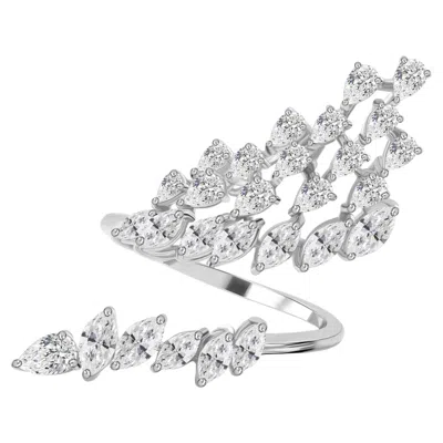 Pre-owned 1stdibs 1.96 Carat Si/h Marquise Diamond Wrap Ring Handmade Jewelry 18k White Gold