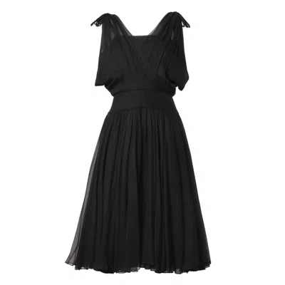 Pre-owned 1stdibs 1960s Amazing Vintage Silk Chiffon Full Circle Cocktail Dress In Black