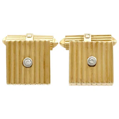 Pre-owned 1stdibs 1960s German Art Deco Style Diamond Gold Cufflinks In Multi