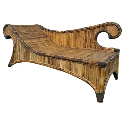 Pre-owned 1stdibs 1960s Rattan Reed Mcm Sculptural Chaise Lounge In Brown