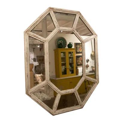 Pre-owned 1stdibs 1970s Aged Wooden Mirror Painted In Colour White