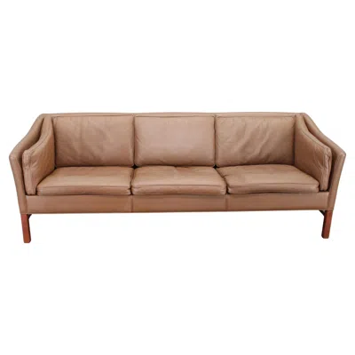 Pre-owned 1stdibs 1970s Danish 3-seater Brown Leather Sofa With Beech Frame