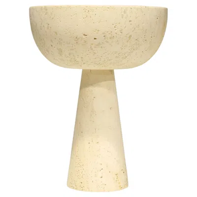 Pre-owned 1stdibs 1970s Large Travertine Footed Bowl, Organic Modern Style, Italy In Sand