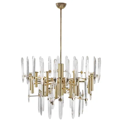 Pre-owned 1stdibs 1970s Vintage Italian Brass And Crystal Chandelier In Good Condition In Sand