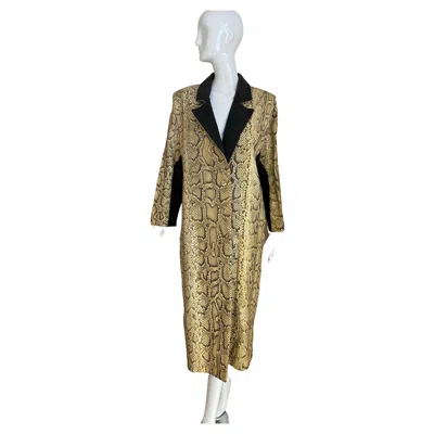 Pre-owned 1stdibs 1980s Vintage Women's Snake Skin Leather Coat, Size Large, Excellent In Brown