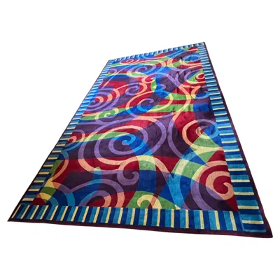 Pre-owned 1stdibs 1980s Xxl Huge Design Abstract High Quality Wool Carpet/rug For Hilton Hotel In Purple