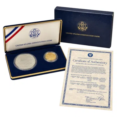 Pre-owned 1stdibs 1987 United States Mint Constitution Coins 2-coin Proof Set In Multi