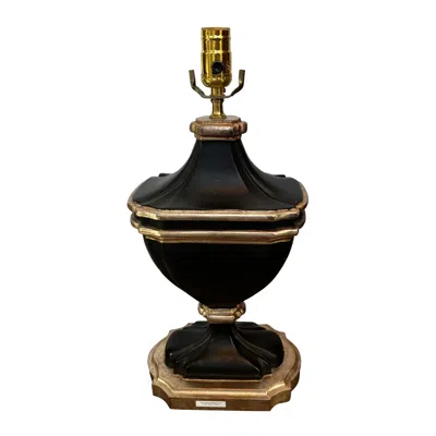 Pre-owned 1stdibs 1990s Italian Carved Wood Table Lamp – Black & Silver Wash Finish