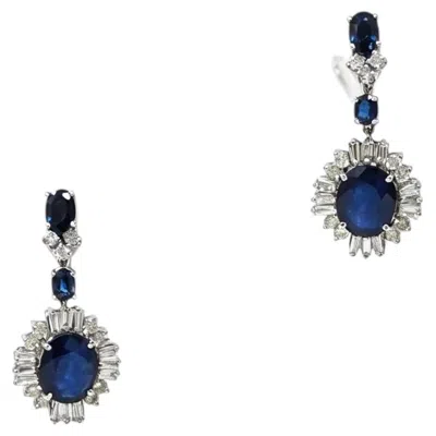 Pre-owned 1stdibs 1990s–2000s Sapphire And Diamond Drop Earrings In White Gold