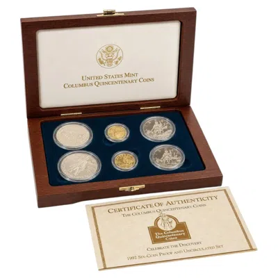 Pre-owned 1stdibs 1992 United States Mint Columbus Quincentenary Coin Set Of 6 In Multi