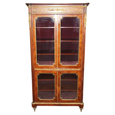 Pre-owned 1stdibs 19th C French Louis Xvi Style Bronze Ormolu Mounted Curio China Cabinet In Brown