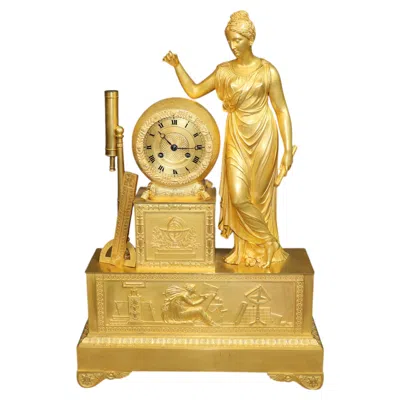 Pre-owned 1stdibs 19th C. Large French Empire Bronze Gilded Ormolu Figural Clock In Multi