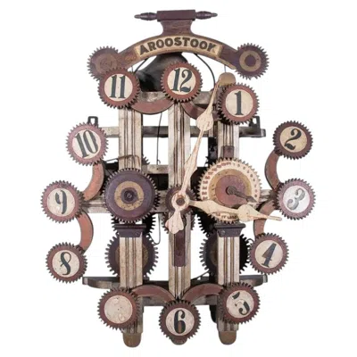 Pre-owned 1stdibs 19th Century American Folk Art Wall Clock, Circa 1875, Maine In Brown