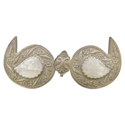 Pre-owned 1stdibs 19th Century Antique Bulgarian Belt Buckle With Mother-of-pearl In Brown