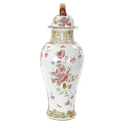 Pre-owned 1stdibs 19th Century Continental Style Hand Decorated Covered Decorative Urn In Sand