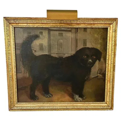 Pre-owned 1stdibs 19th Century English Regency Oil Painting Of A Dog And Country House In Brown