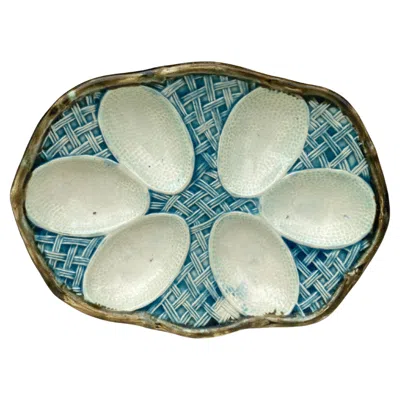 Pre-owned 1stdibs 19th Century French Majolica Oval Egg Plate In Gray