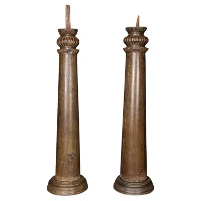 Pre-owned 1stdibs 19th Century Indian Handcarved Architectural Columns, C.1860 In Brown
