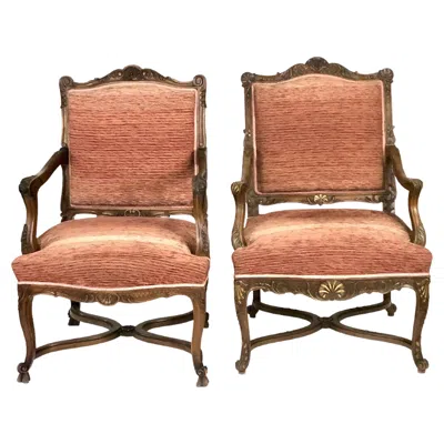 Pre-owned 1stdibs 19th Century Pair Of Walnut Regency Chairs Called “fauteuils À La Reine” In Brown